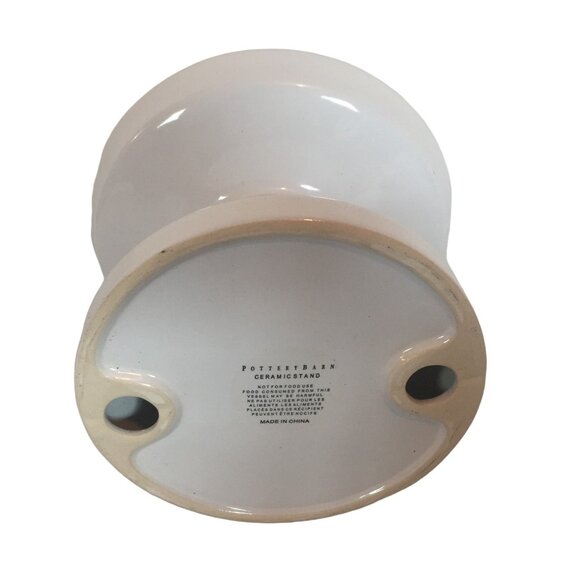 Pottery Barn White Ceramic Pillar Candle Stand Modern 6H X 9W - Picture 6 of 8